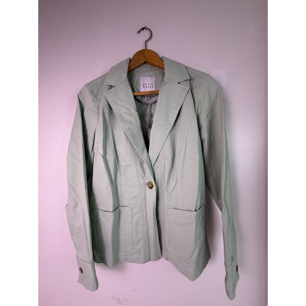 Joan Rivers Mint Green Cotton Stretch Blazer Jacket‎ Career Preppy Size M